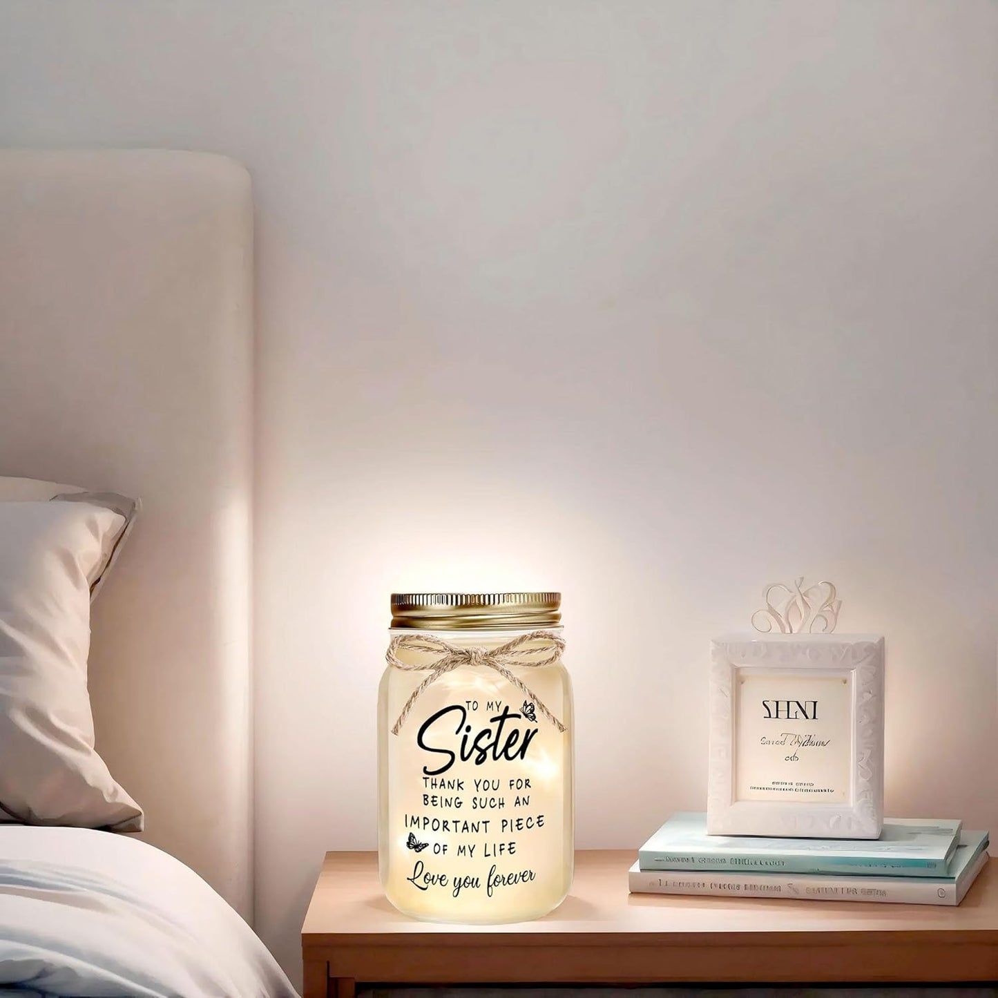 Sisters Gifts from Sister - Decorative Mason Jar with Warm Glow, Unique Gifts for Sister, Birthday Christmas Thanksgiving Day Gift for Best Sisters