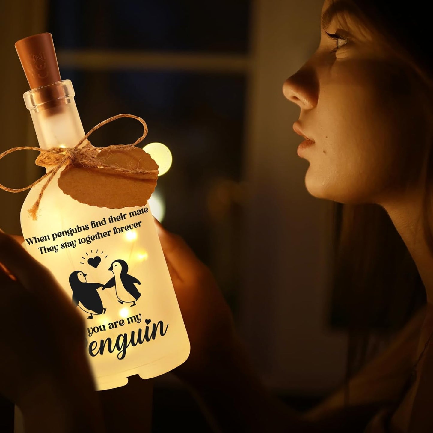 I Love You Gifts for Her Him Boyfriend Girlfriend, Wedding Anniversary Birthday Gift for Women Men -Funny Penguin LED Night Light, Romantic Christmas Valentines Gifts for Couples Wife Husband
