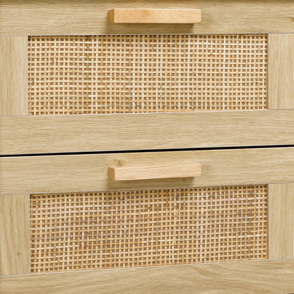 Boho Rattan Nightstand with 2 Woven Drawers | Natural Bedside Table