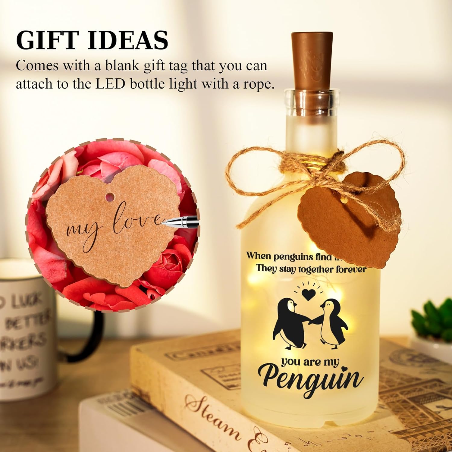 I Love You Gifts for Her Him Boyfriend Girlfriend, Wedding Anniversary Birthday Gift for Women Men -Funny Penguin LED Night Light, Romantic Christmas Valentines Gifts for Couples Wife Husband